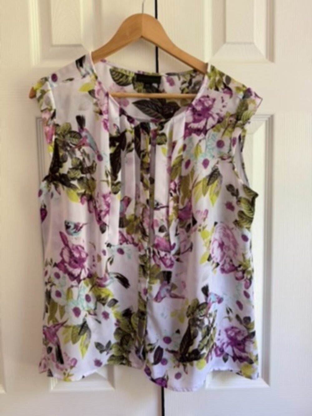 Worthington Pleated Floral Blouse Petite XL